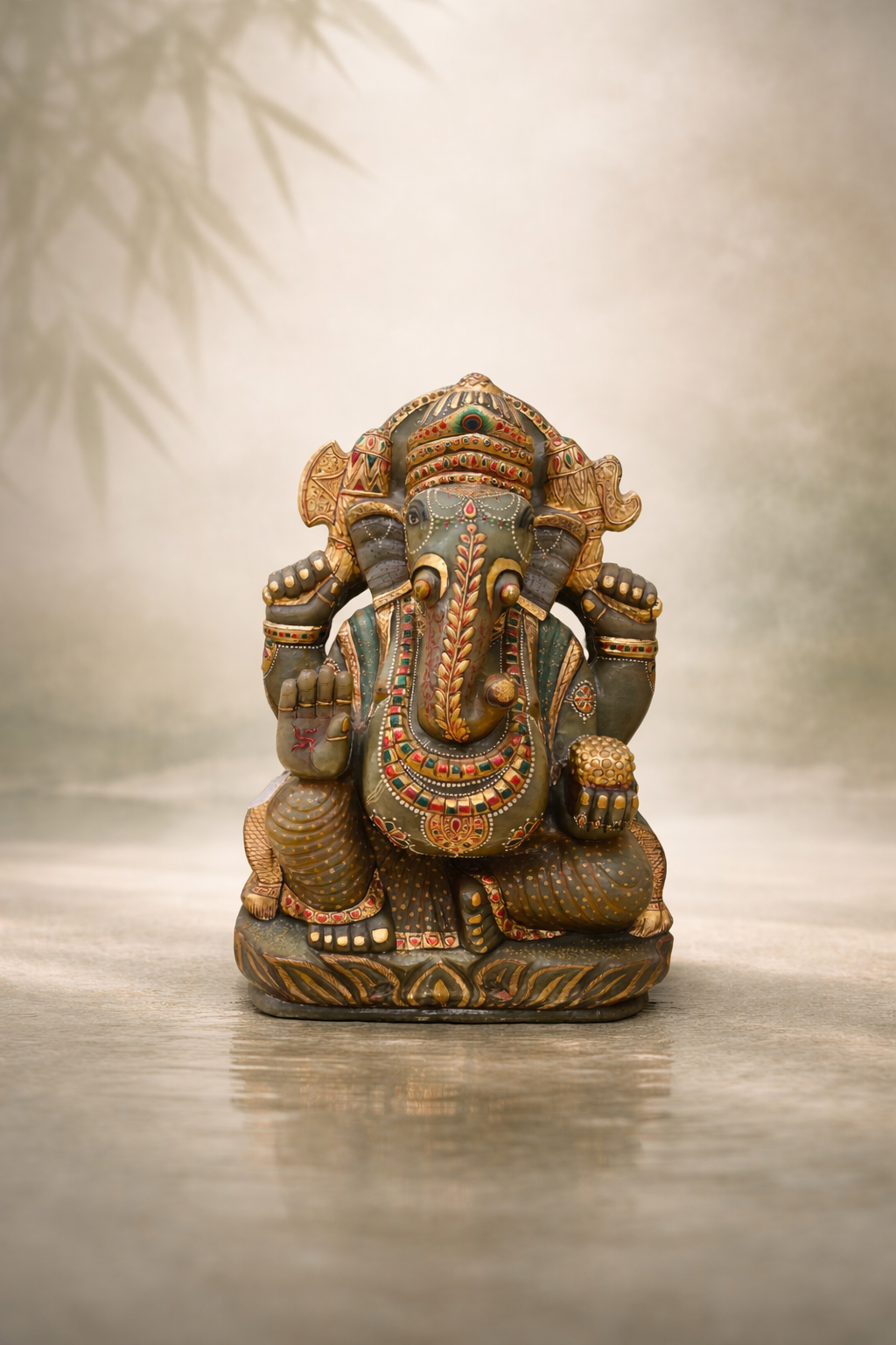 Green Jade Ganesha | 15 Inch