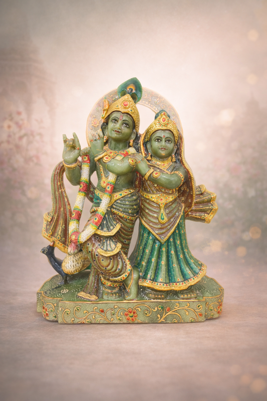 Gemstone deity of Sri Radha Krishna